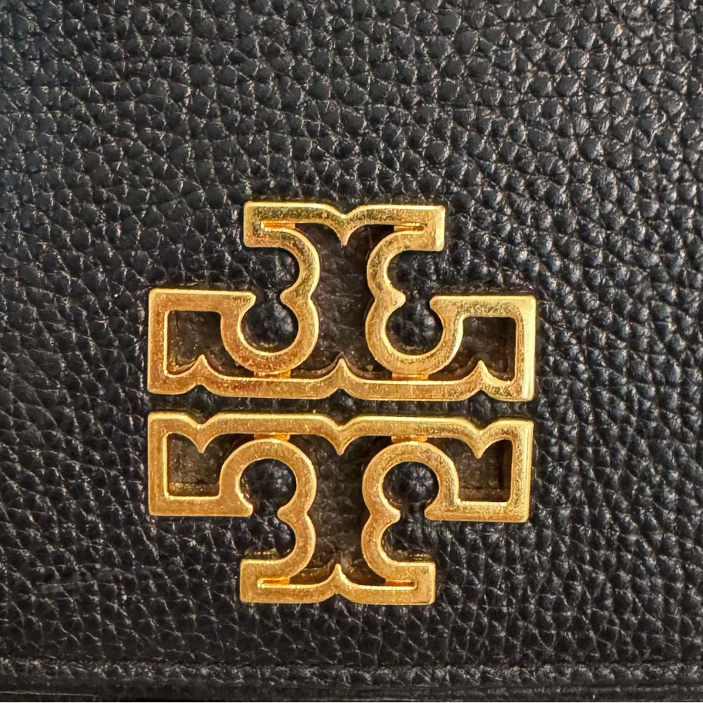 Tory Burch black pebble leather Wallet with Gold Signature T emblem - Picture 3 of 7
